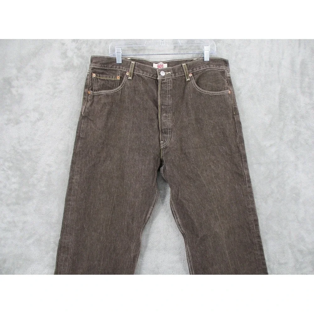 Levis 501 Jeans Mens Size 40 Button Fly Straight Leg Y2K Brown Cotton Pockets
